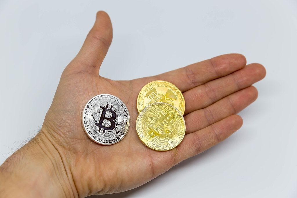 Cryptocurrency coins in real life
