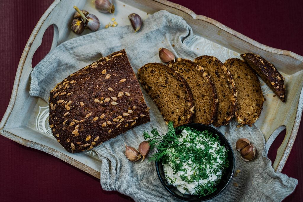 Dark Bread With Seeds And Cream