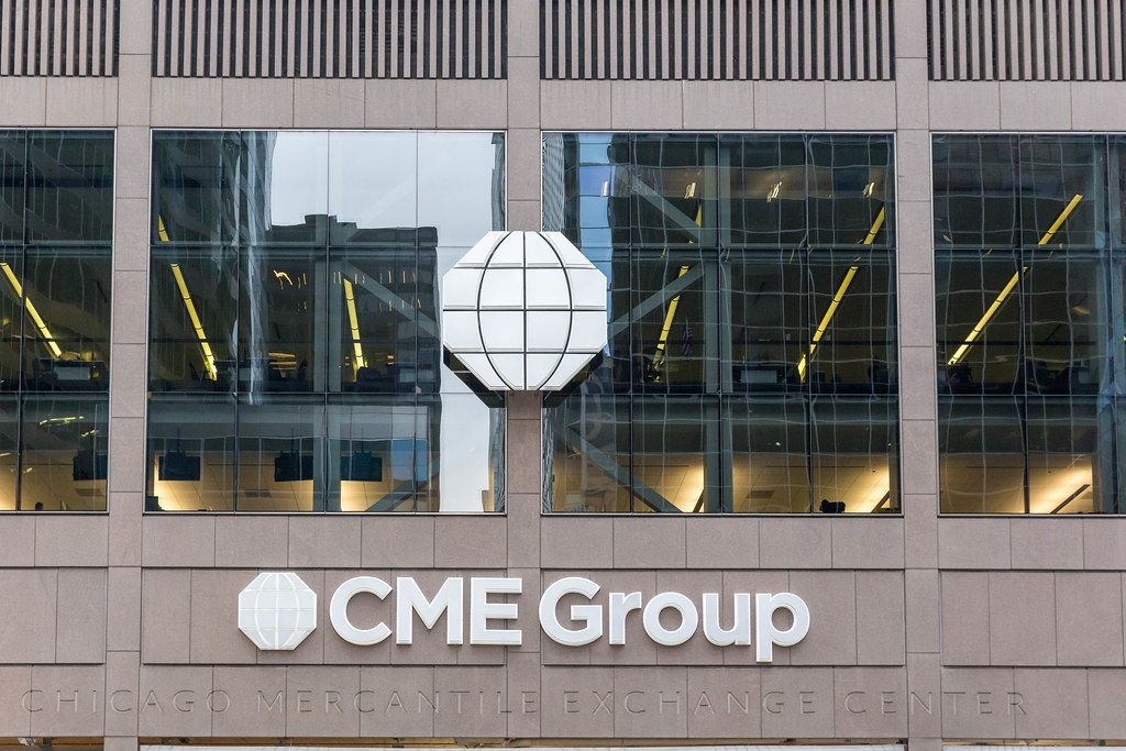 Das CME Group (Chicago Mercantile Exchange Center) Gebäude in Chicago