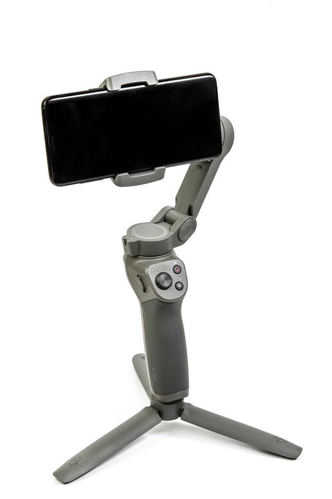 DJI Osmo Mobile 3 phone gimbal with mobile phone attached