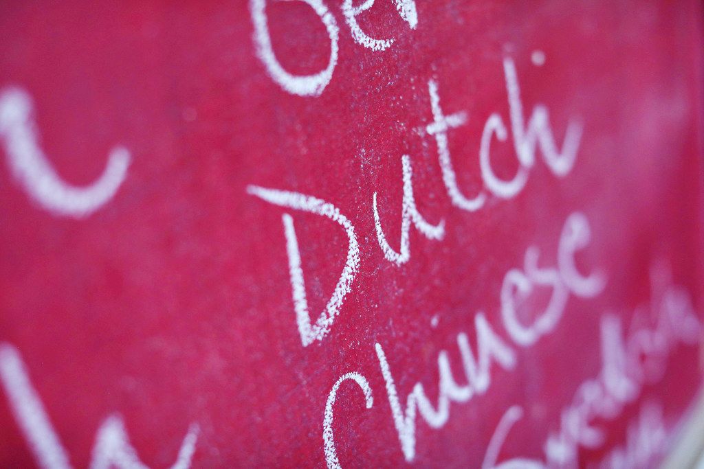 Dutch, among many foreign languages written with chalk, school chalkboard