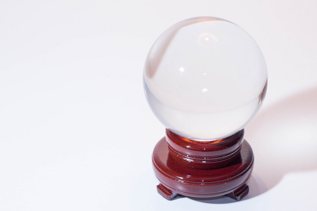Empty crystal ball on white background
