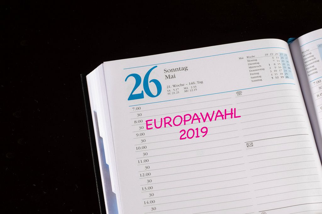 European Elections 2019 reminder in notebook
