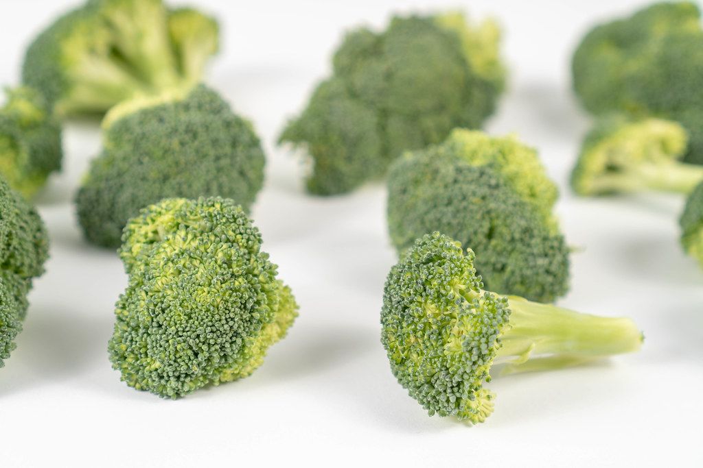 Fresh Broccoli on the white table