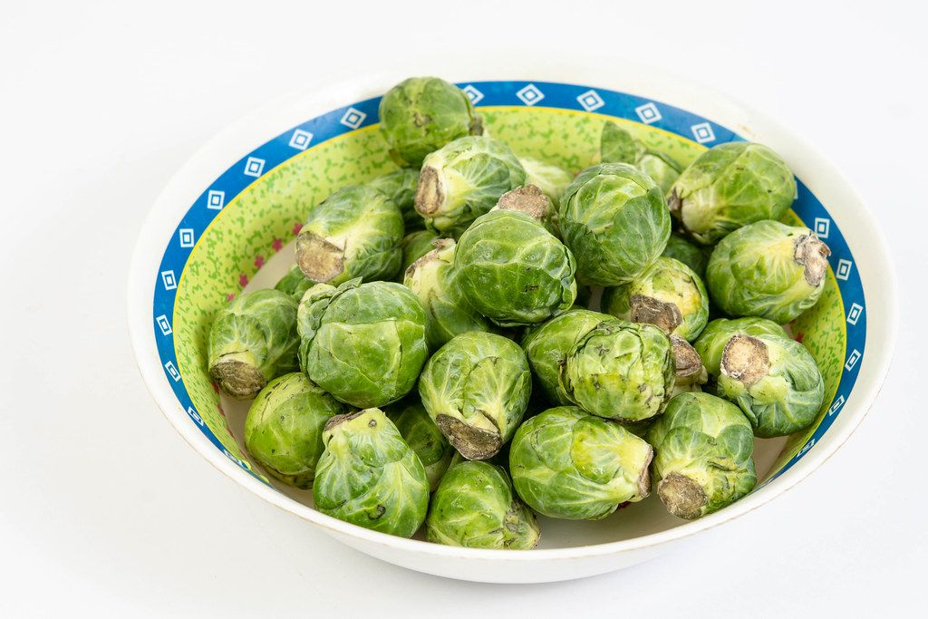 Fresh raw healthy Brussel Sprouts in the bowl