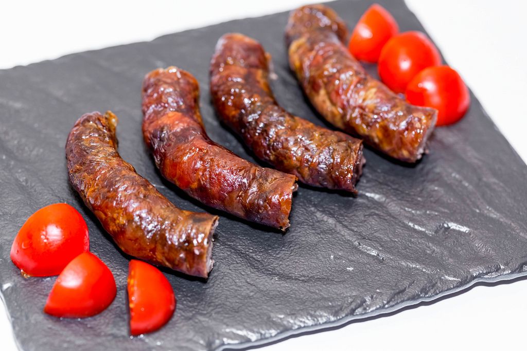 Fried domestic sausages