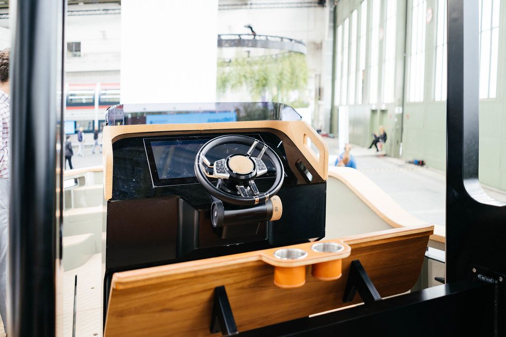 Fully electric X-Shore boat manufactured in Sweden, cabin view