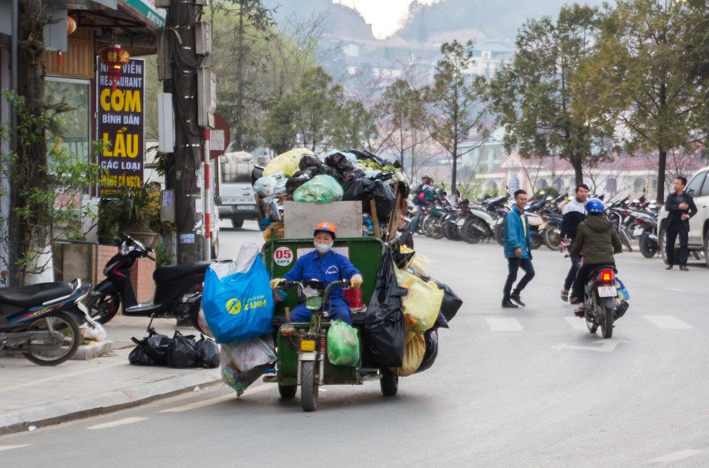 Garbage motocycle in Sapa Vietnam