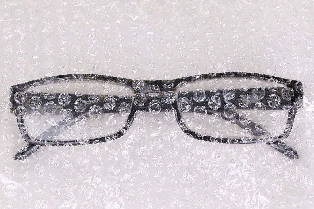 Glasses packed in bubble wrap