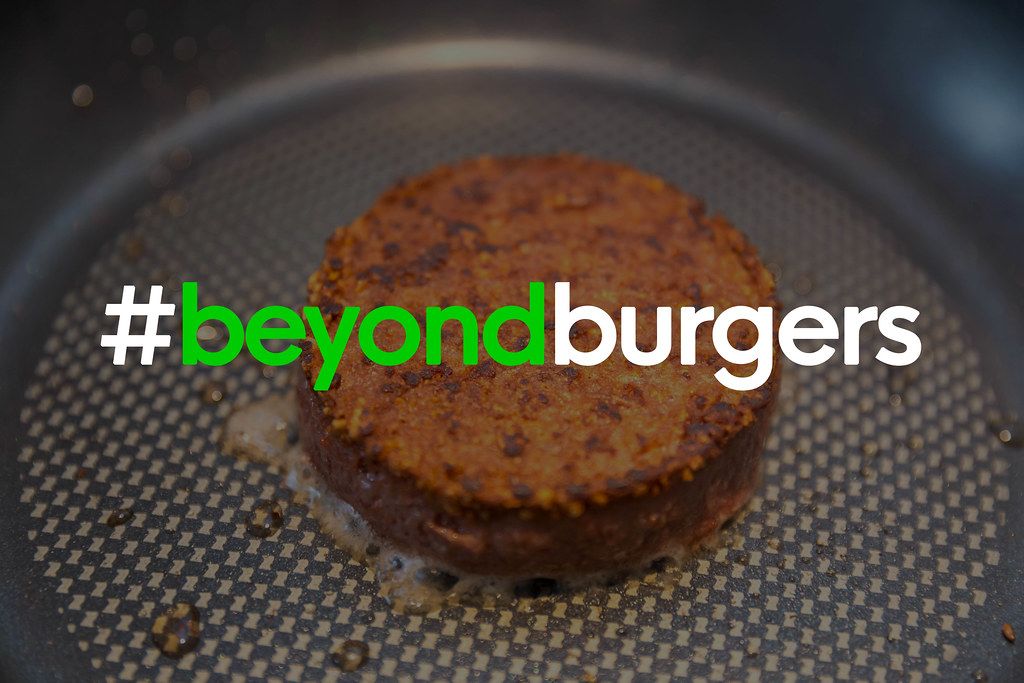 Gluten Free, Soy Free and Vegan #beyondburgers Pattie by Beyond Meat Burger, gets fried in a pan