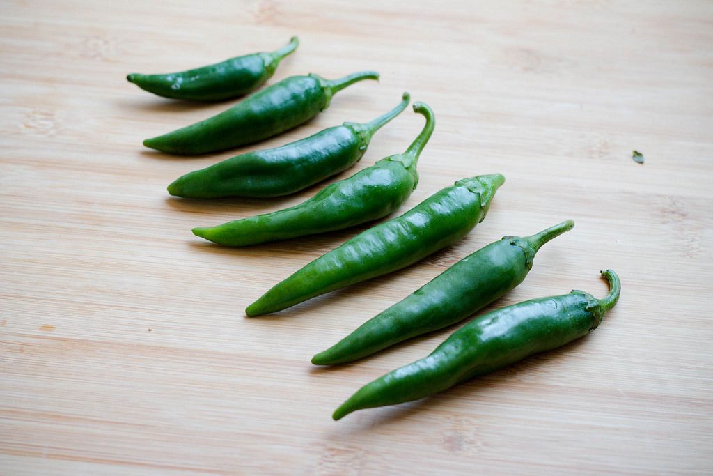 Green spicy peppers