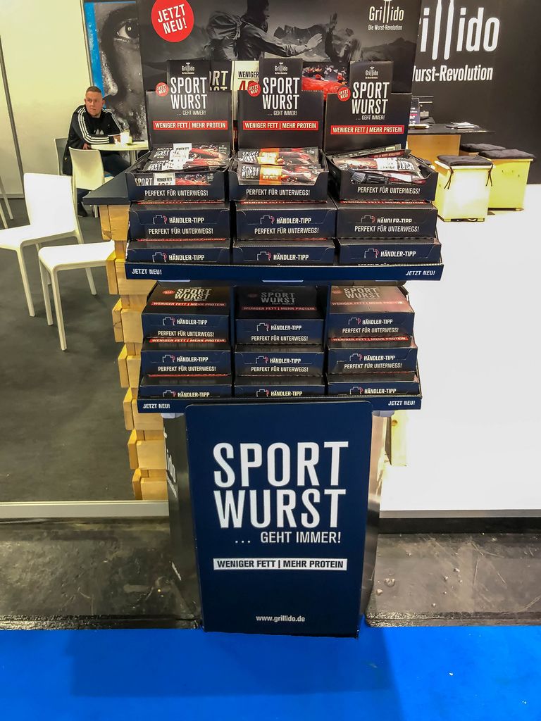 Grillido Sportwurst - das perfekte Snack für Sportler angeboten auf dem Fibo in Köln
