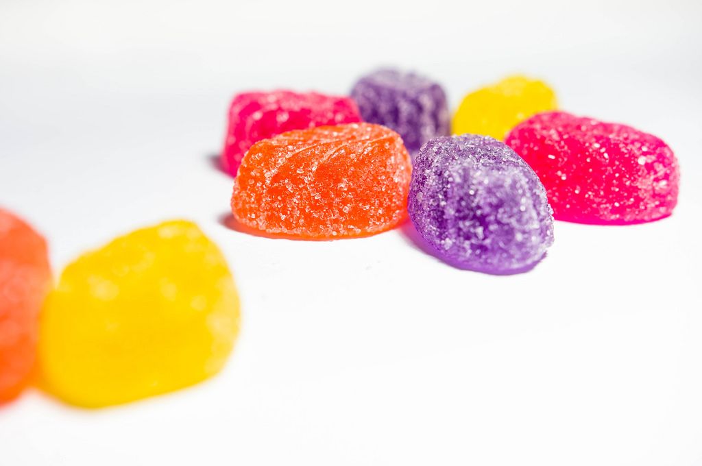 Vegan pain relief gummies with CBD, in a Race
