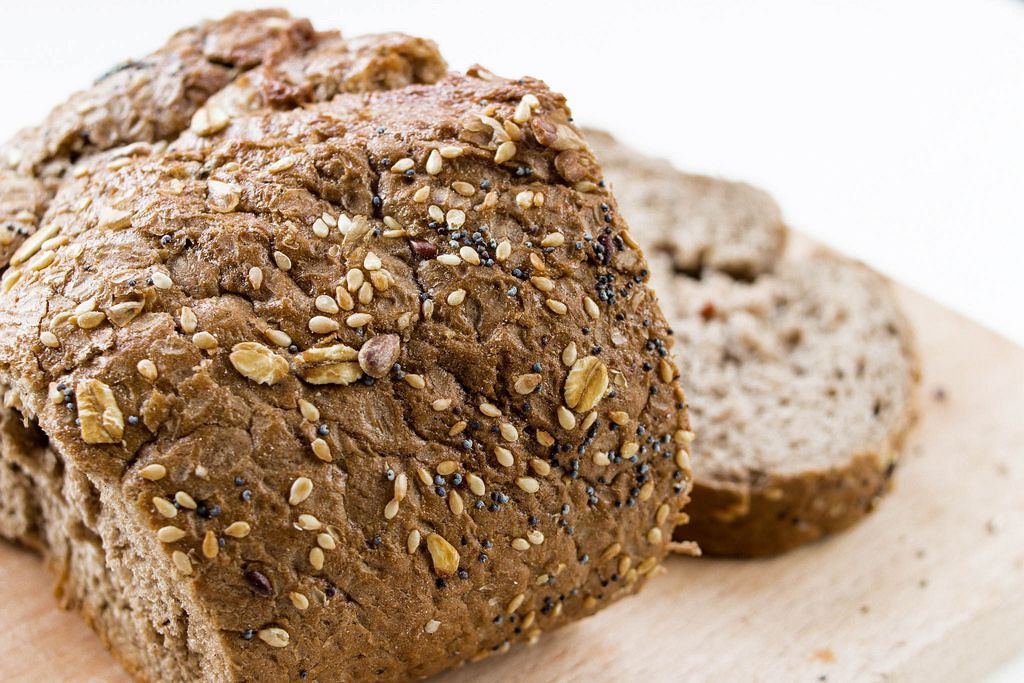 Healthy bread with seeds , close up
