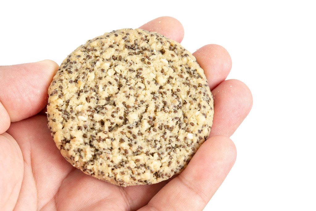 Healthy round biscuit with chia sesame and other seeds