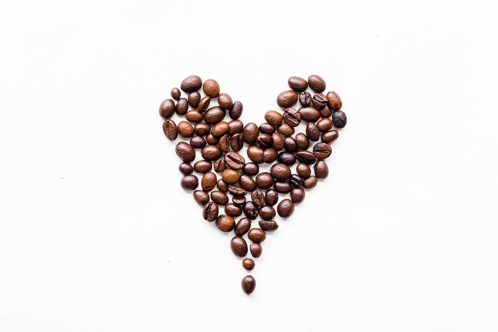 Heart made of coffee beans