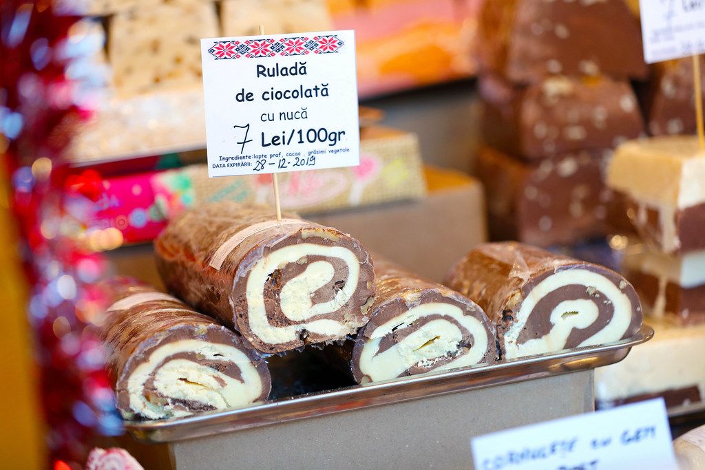 Homemade chocolate rolls at Sibiu Christmas Fair
