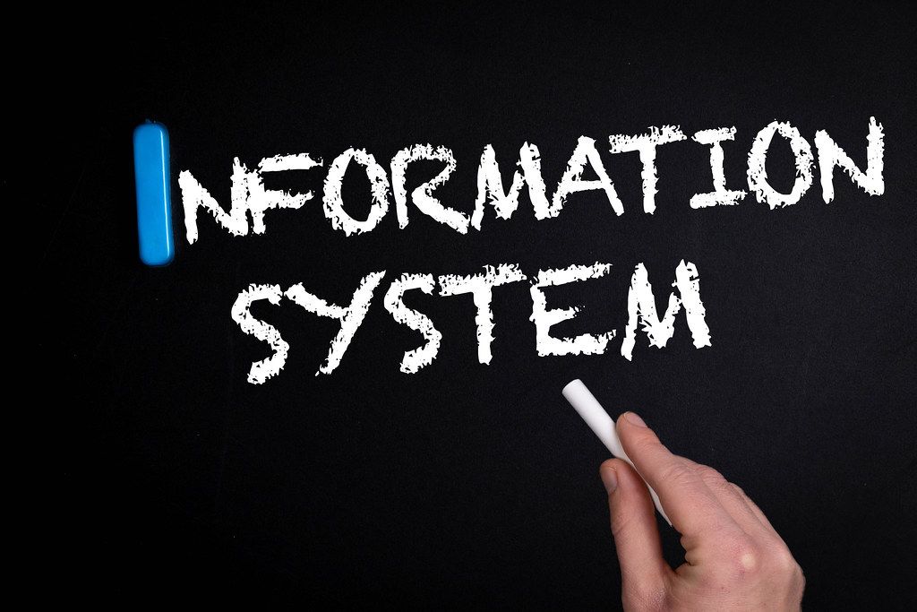 Information system text on blackboard