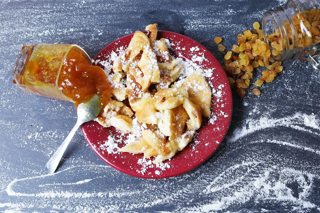 Food Photo of Pan with Sweet Dessert Kaiserschmarrn with Apple Sauce at ...