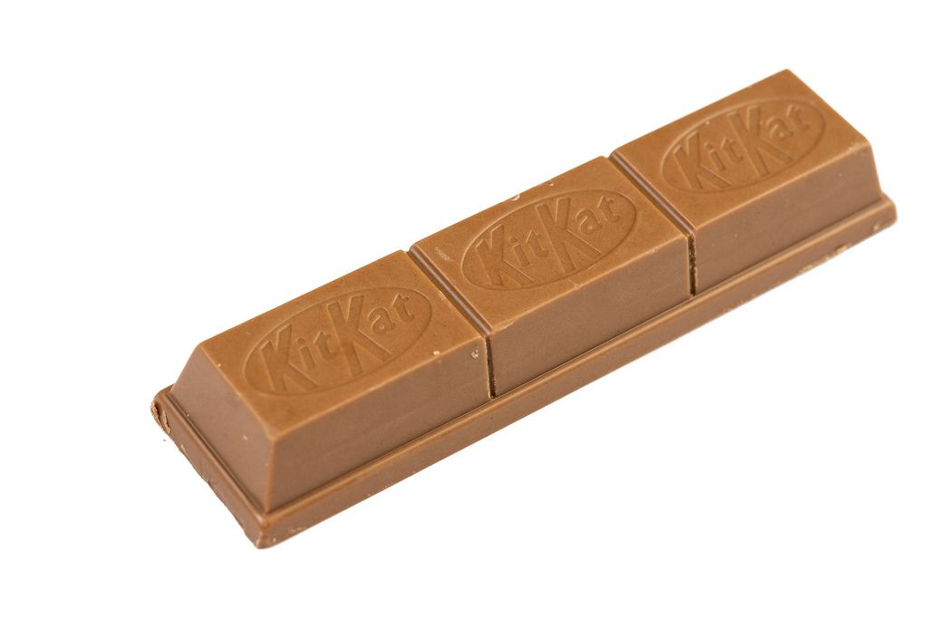 Kit Kat Chocolate Bar above white background