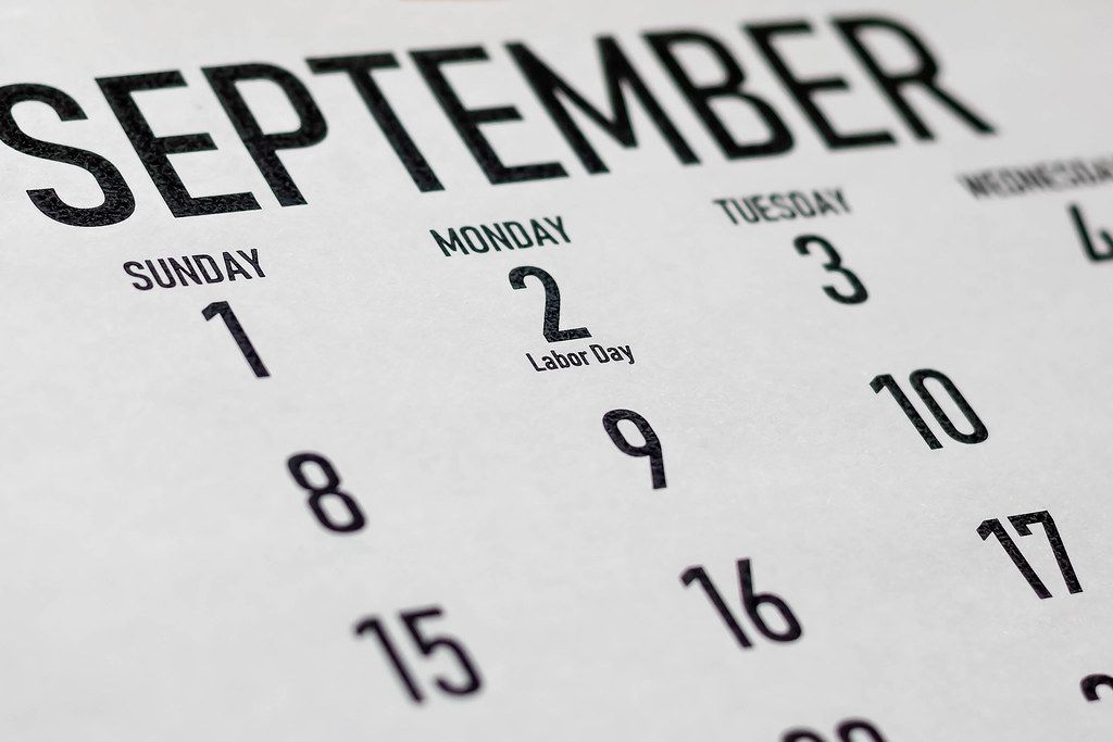 Labor Day Concept. 2019 September Calendar