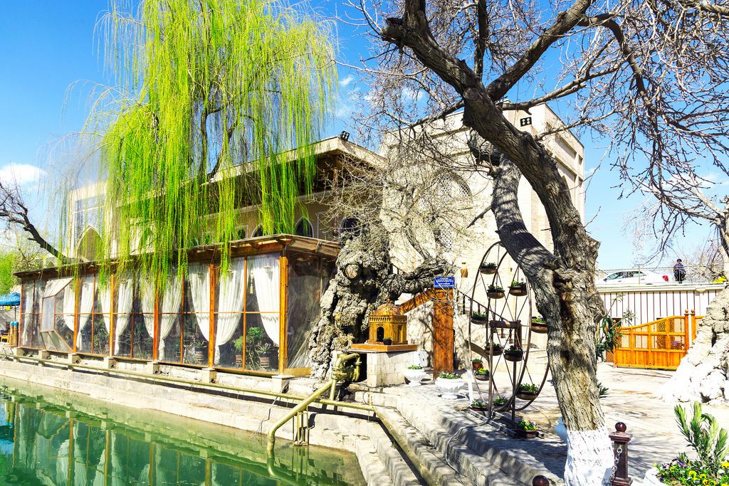 Lyabi-House restaurant, located in historic center of Ancient Bukhara, Bukhara (Flip 2019)
