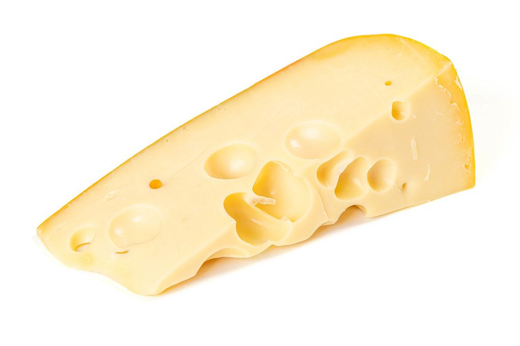 Maasdam cheese on white background (Flip 2020)