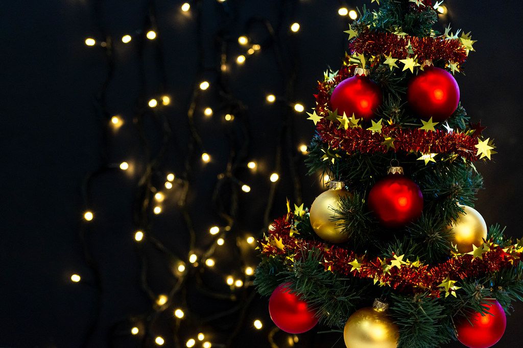 Merry Christmas and Happy New Year background with Christmas tree