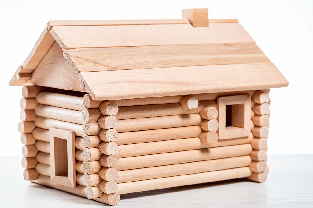 Model wooden vintage house - constructor for kids