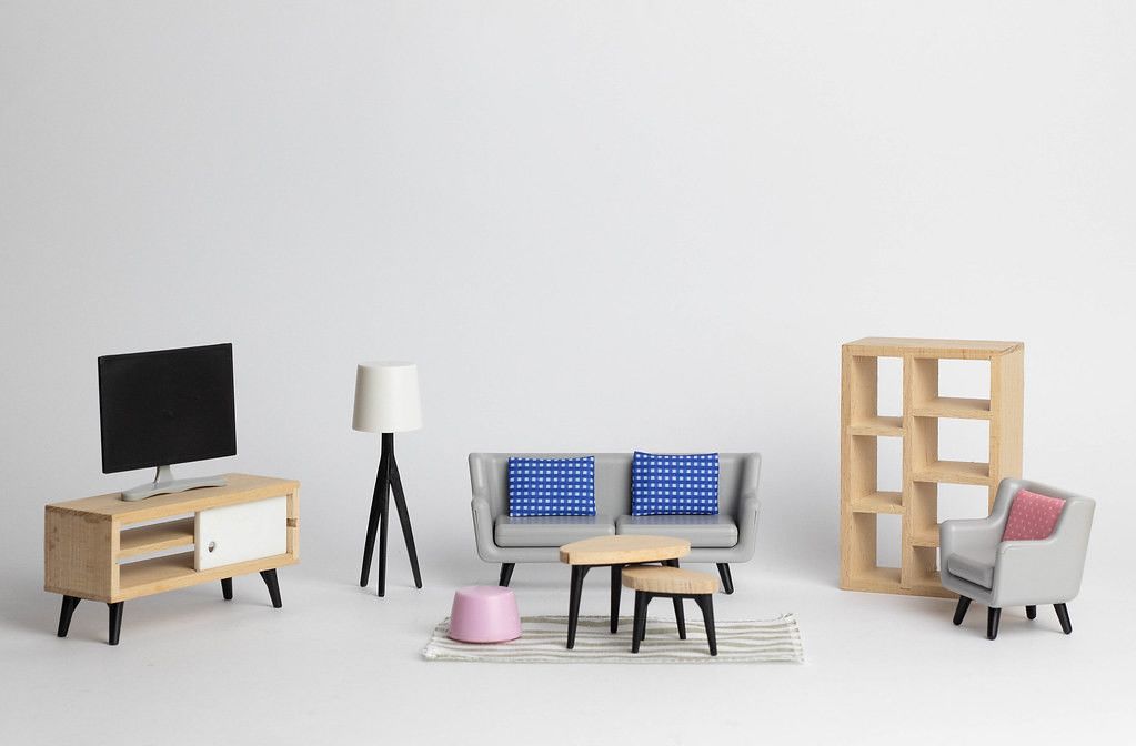 Modelled Living Room Furniture In Scandinavian Style On