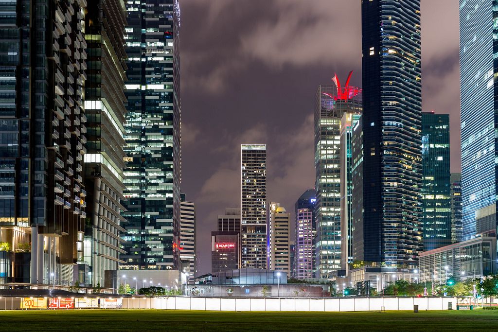 Night Capture of Skyscraper in Singapore