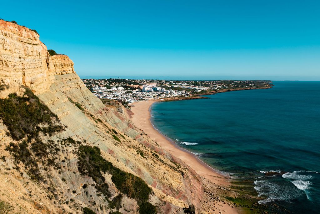 Overview of a cliff and sunny beach near Lagos, Portugal (Flip 2019) (Flip 2019) Flip 2019