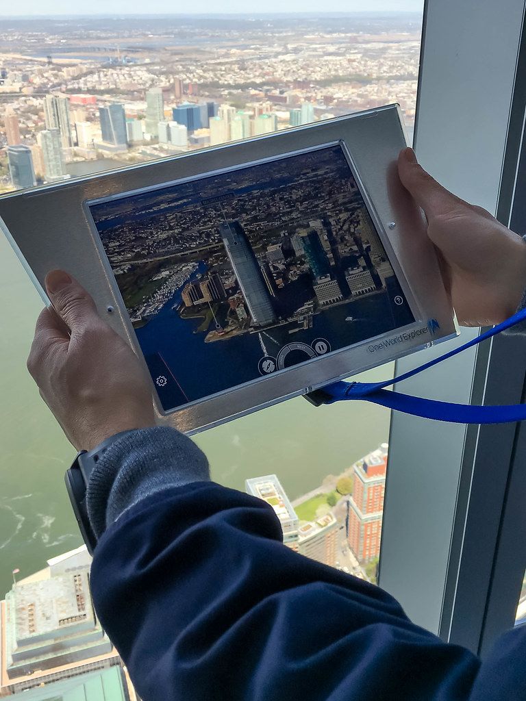 Person Holding a Augmented Reality Tour Screen at Observatory of One World Trade Center