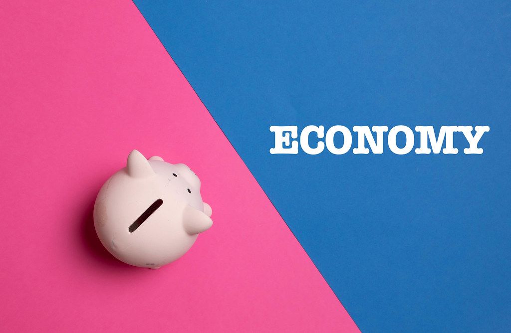 Piggy bank with Economy text