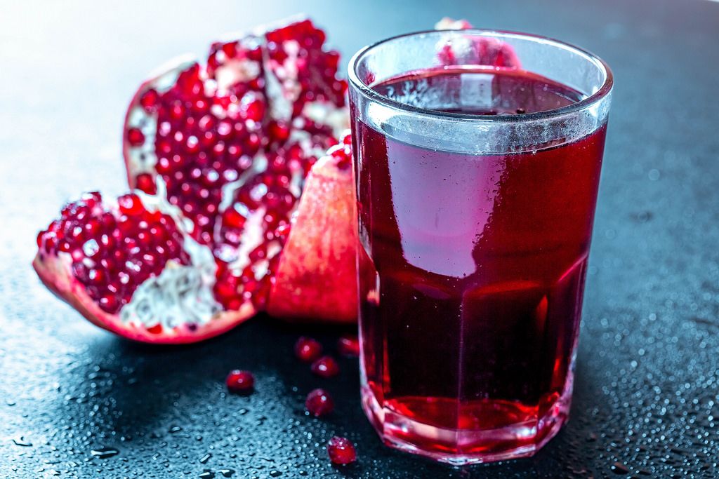 Pomegranate juice and Red pomegranate fruit