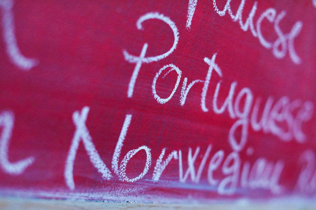 Portuguese and Norwegian, among many foreign languages written with chalk, school chalkboard