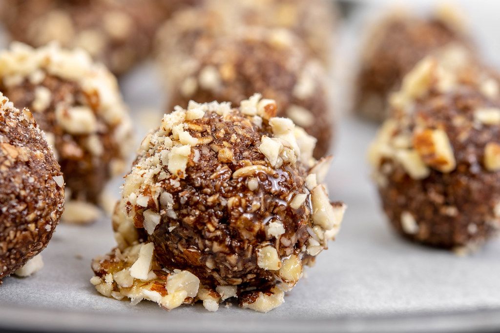 Preparing heatly Oatmeal cookie balls with Almonds