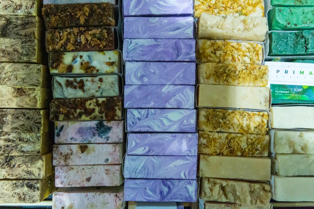 Primal Essence handmade natural and vegan cosmetics soaps in different colors