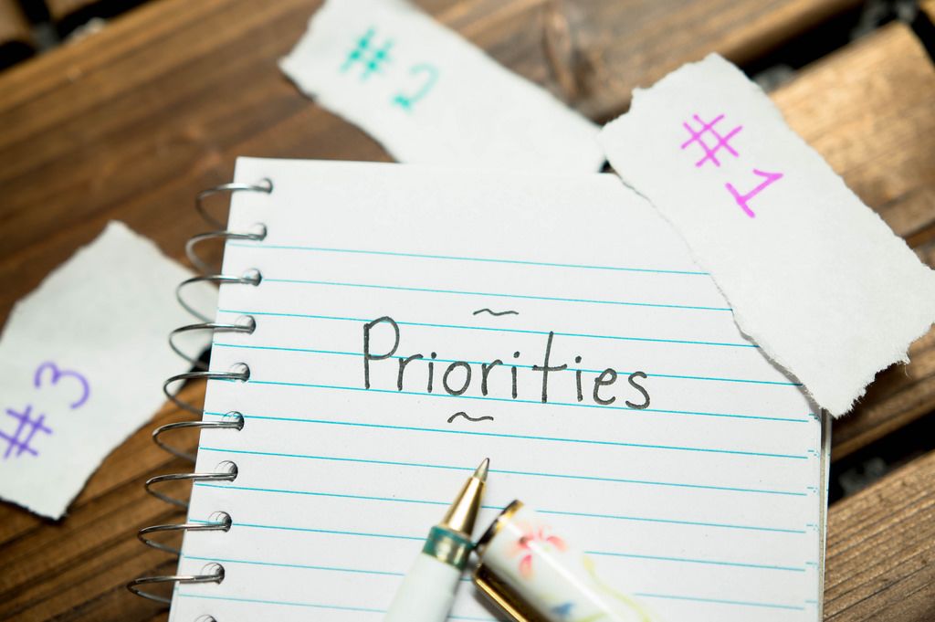 Prioritäten setzen - Notizheft mit Stift und Papier