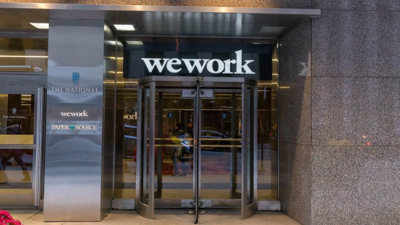 Revolving Door Entrance Of Coworking Office Space Wework