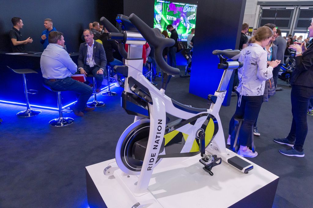 Ride Nation indoor bike from Bahrain’s first multi-sensory cycling and fitness studio at fitness trade show in Cologne