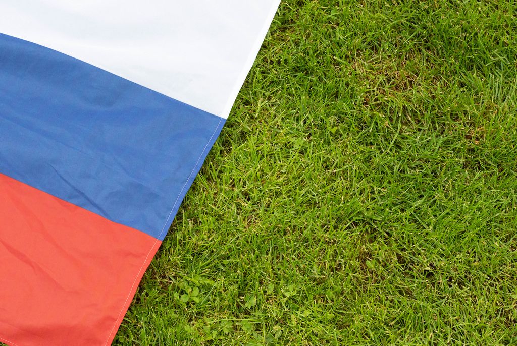 Russian flag on the grass