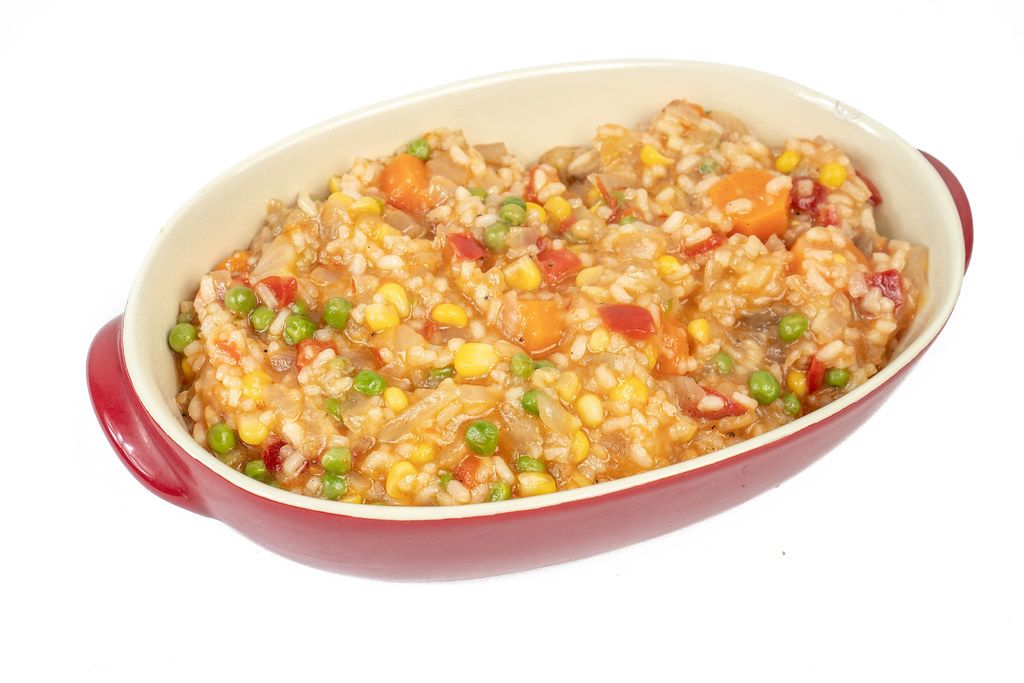 Served Risotto with Vegetables