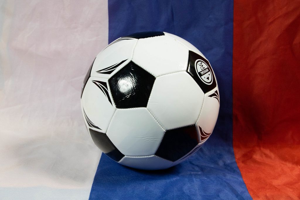 Soccer ball with Russian flag
