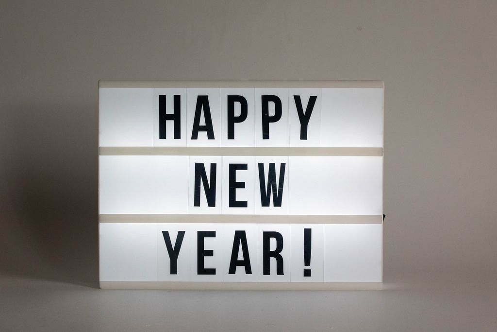 Text happy new year in a lightbox