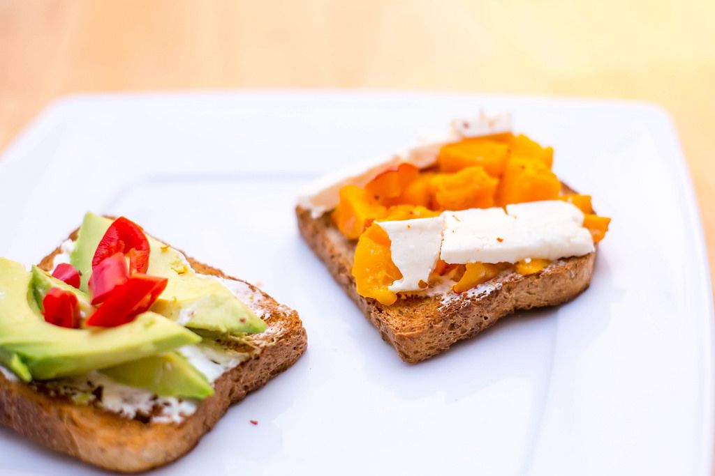 Toast with Pumpkin, Cheese and Avocado