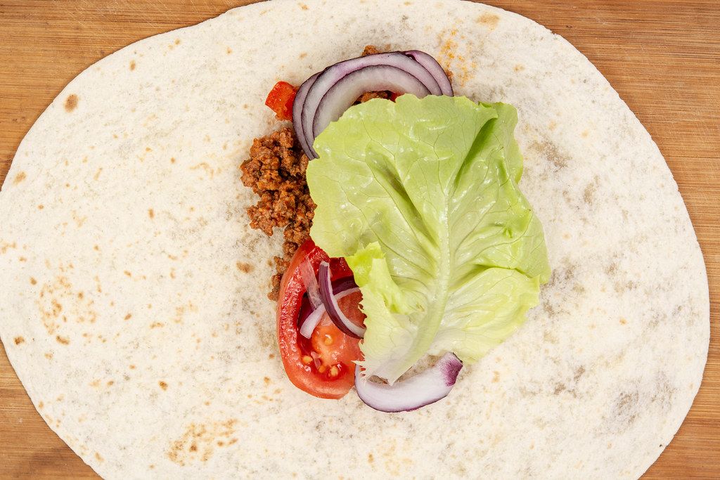 Tortilla with Minced meat Tomato Lettuce