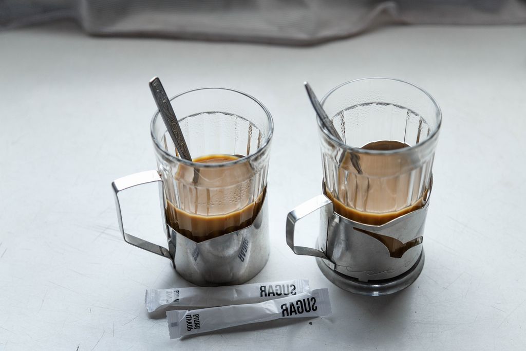 Two glasses of coffee in the train (Flip 2019)