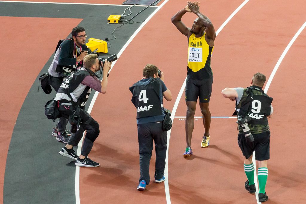 Usain Bolt nach seinem letzten Rennen in London 2017