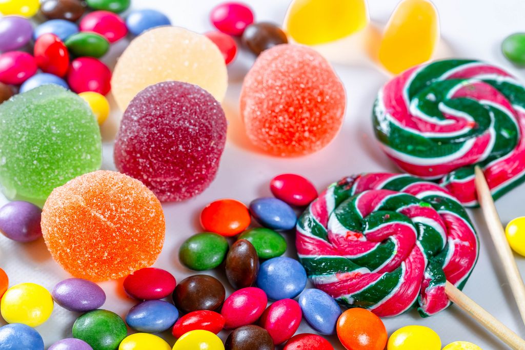 Various colorful candies and sweets